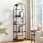 HOOBRO 5 Tier Open Bookshelf, Industrial Arched Bookcase Display Shelf Rack - Image 4