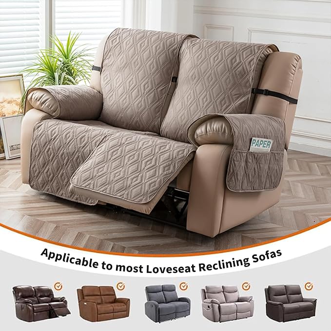 Genina Waterproof Loveseat Recliner Cover Non-Slip, Sofa Cover - Image 4