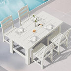 SERWALL Outdoor Dining Table Set, 67‘’ HDPE Patio Dining Set by SERWALL