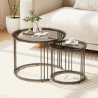 Garden 4 you Nesting Coffee Table, 23.6" Round Coffee Table Set of 2, Glass by Garden4you