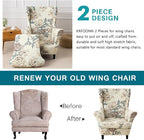 KRFOONN Velvet Wing Chair Slipcovers 2 Piece Stretch Printed Wingback Chair - Image 4
