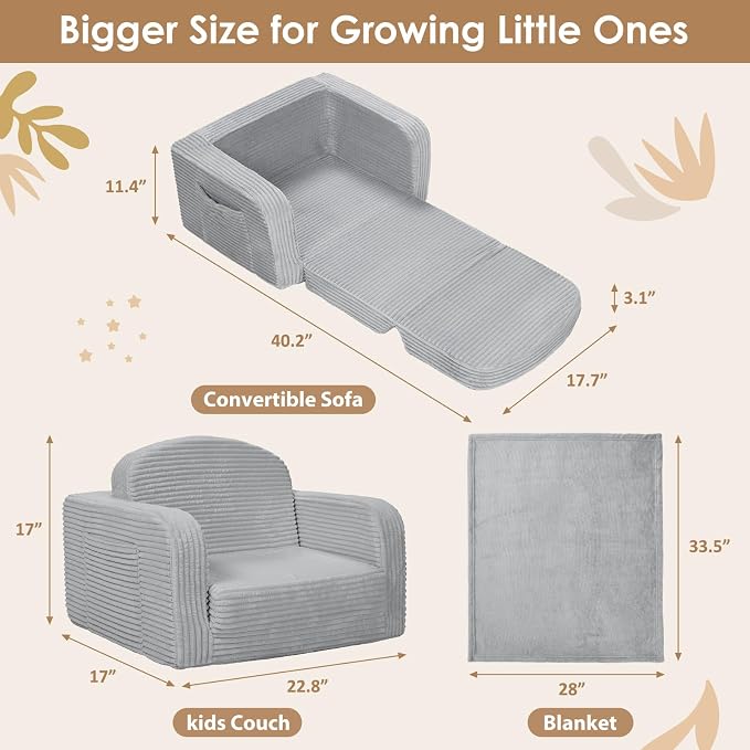 Foryoomi 2 in 1 Convertible Kids Couch - Image 2