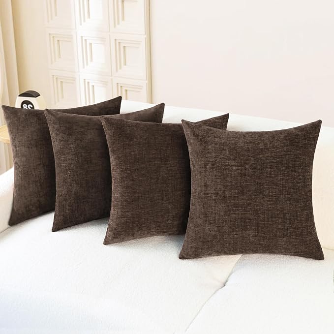 CaliTime Decorative Couch Throw Pillow Covers 18 X 18 Inches Coffee | Pack of 4 by CaliTime