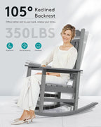 SERWALL Oversized Outdoor Rocking Chair, All Weather Patio Rocking Chair - Image 3