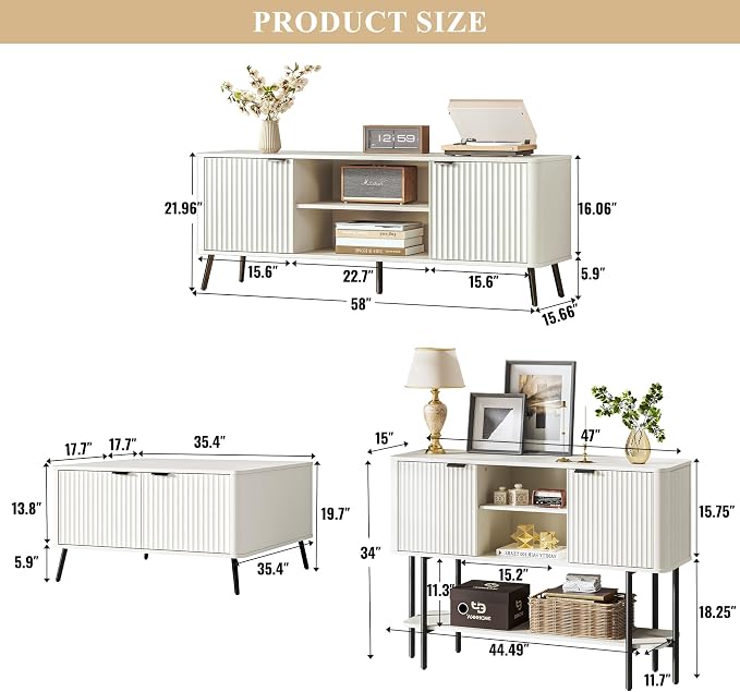 Fatmok Fluted Furniture Collection – 58" TV Stand Entertainment Center - Image 2