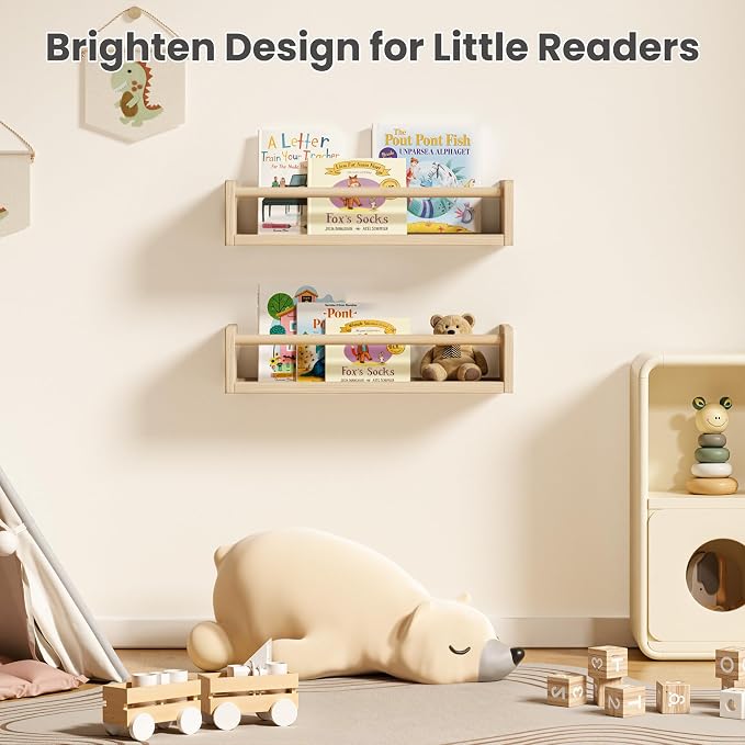 upsimples 2 Pack Nursery Book Shelves, 15.7 Inch Floating Bookshelves - Image 7