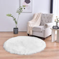 duduta White Faux Fur Sheepskin Round Rug 4x4 ft, Fluffy Shag Circle Rug | Shag by duduta