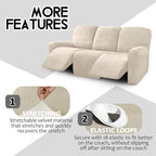 ULTICOR Velvet 8-Pieces Recliner Sofa Covers Stretch Reclining Couch Covers - Image 4