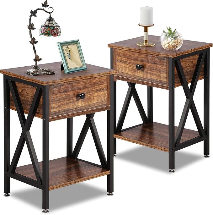 VECELO Nightstands Set of 2, Modern Bedside End Tables, Night Stands by VECELO