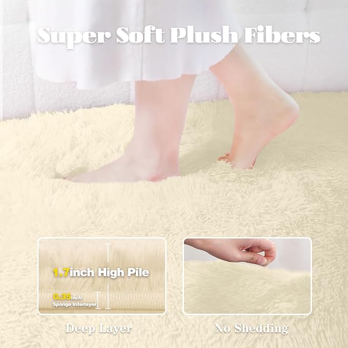 5x8 Area Rug for Living Room: Fluffy Shag Soft Washable Rugs Fuzzy Plush Indoor - Image 3
