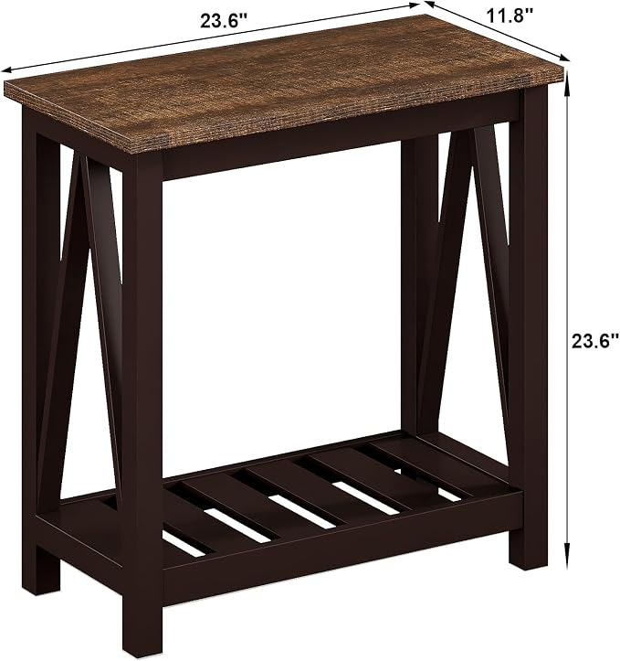 ChooChoo Farmhouse End Table, Rustic Vintage Narrow End Side Table - Image 3