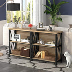 FATORRI Small Bookcase, Wood and Metal Low Short Bookshelf, Industrial Book - Image 7