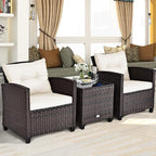 HAPPYGRILL 3 Pieces Patio Conversation Set, Outdoor Furniture Set PE Rattan - Image 2
