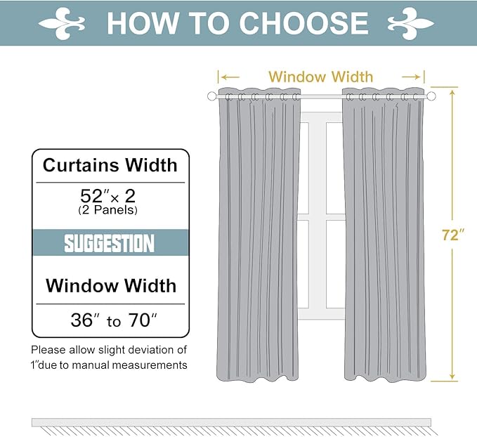 ChrisDowa Blackout Curtains for Bedroom and Living Room 72 Inches Long | 2 - Image 5
