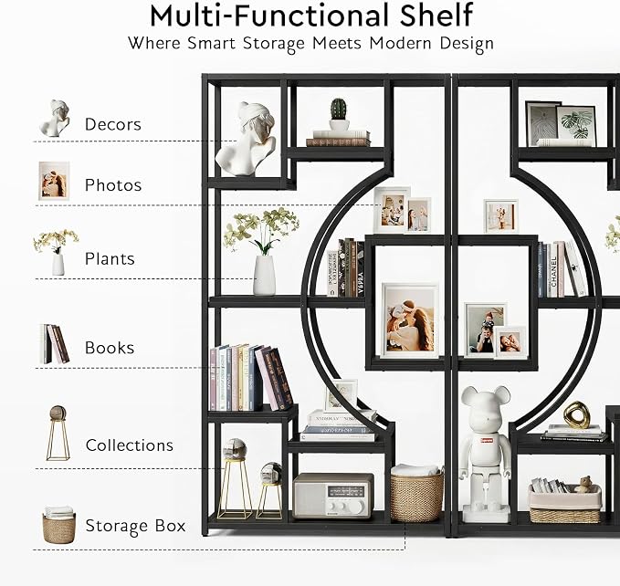 HolliWill 70.8" Tall Bookshelves Set of 2, Bedroom –Metal Frame & Anti-Tip & - Image 9