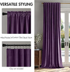MIULEE Purple Velvet Curtains 52x96 inches Luxury Blackout Curtains | Thermal - Image 2