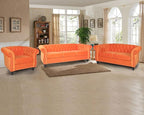 RARZOE 3 Pieces Living Room Furniture Sofa Set, Chesterfield Style, Velvet by RARZOE