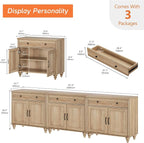 WAMAPT Oak Buffet Cabinet with 6 Doors and 3 Drawers, Large Coffee Bar Table - Image 2