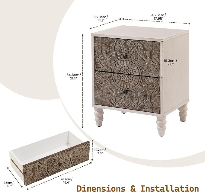 SUNBURY Vintage Wooden Nightstand - Image 3