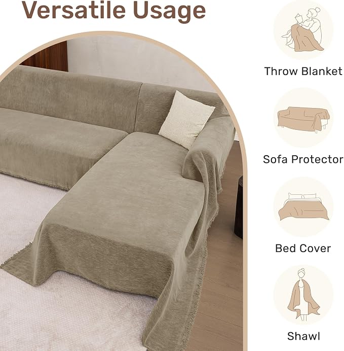 2 Pieces Sectional Couch Covers L Shaped Cover XXXL Quicksand | Thick Washable - Image 6