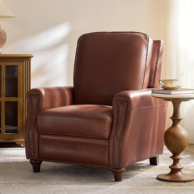 HULALA HOME Genuine Leather Manual Recliner Chair - Image 9