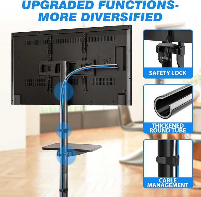 Rfiver Mobile TV Stand for 23-65 Inch LCD LED Flat/Curved Panel Screen TVs up - Image 6