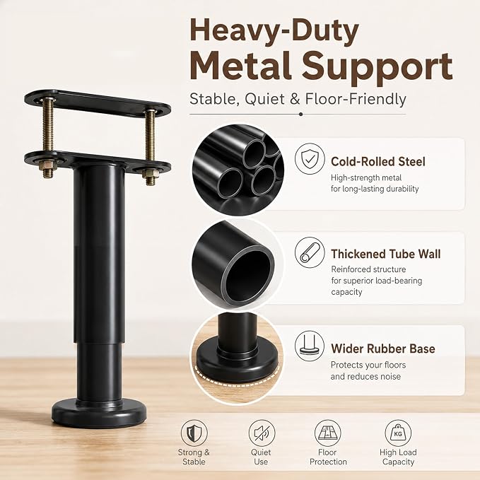 4Pcs Bed Frame Support Leg, Adjustable Height 5"-8.6", Extra Sturdy Steel Bed - Image 6