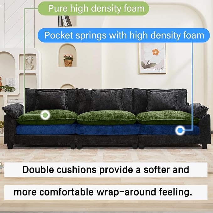 Oprisen 120" Modular Sectional Sofa, Comfy Cloud Couch Sectional Sofa, Chenille - Image 3