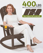 Outdoor Oversized Adirondack Rocking Chairs, All Weather HDPE Patio Rocking - Image 5
