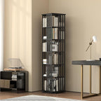 YOWOS Rotating Bookshelf Tower, 360° Display Spinning Bookcase, Bamboo - Image 2
