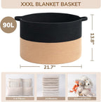 INDRESSME XXXLarge Cotton Rope Basket Woven Baby Laundry Basket Blanket Baskets - Image 3