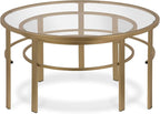 Henn&Hart Round Nested Coffee Table in Brass, Coffee Table coffee tables - Image 12