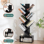 Yoobure Tree Bookshelf, 6 Tier Small Book Shelf Retro Floor Standing Bookcase - Image 8