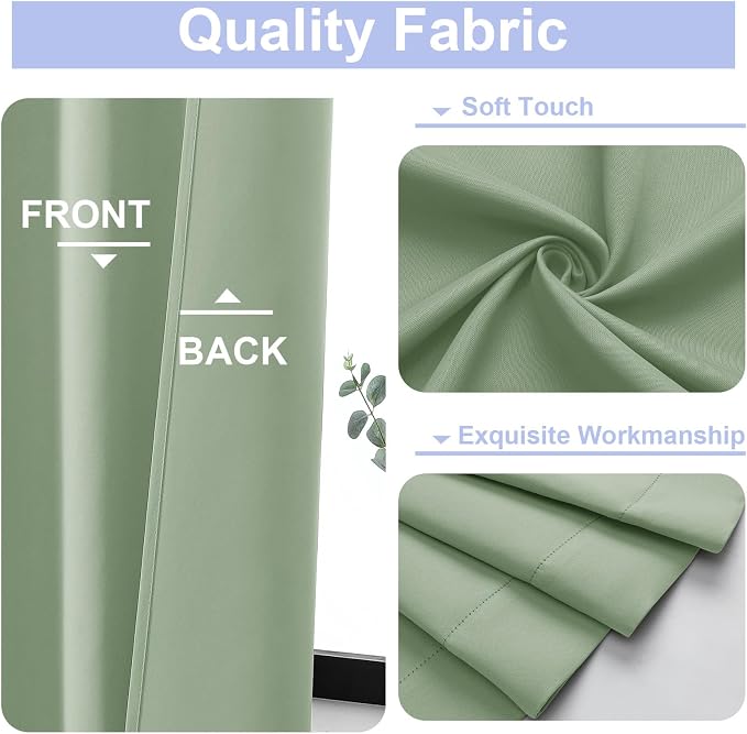 Simplebrand Ava Light Green Blackout Curtains - Image 3