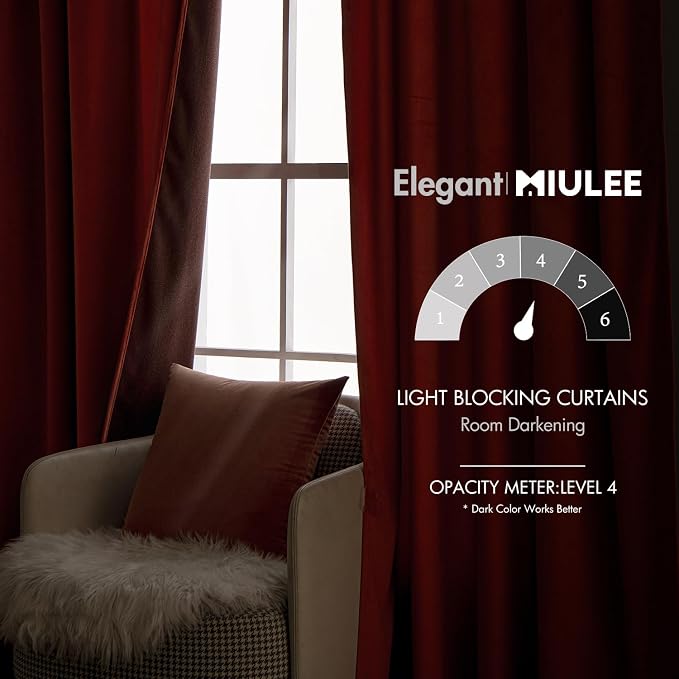 MIULEE Velvet Curtains Extra Wide 66x96 inches Fall Burnt Orange Curtains | - Image 5