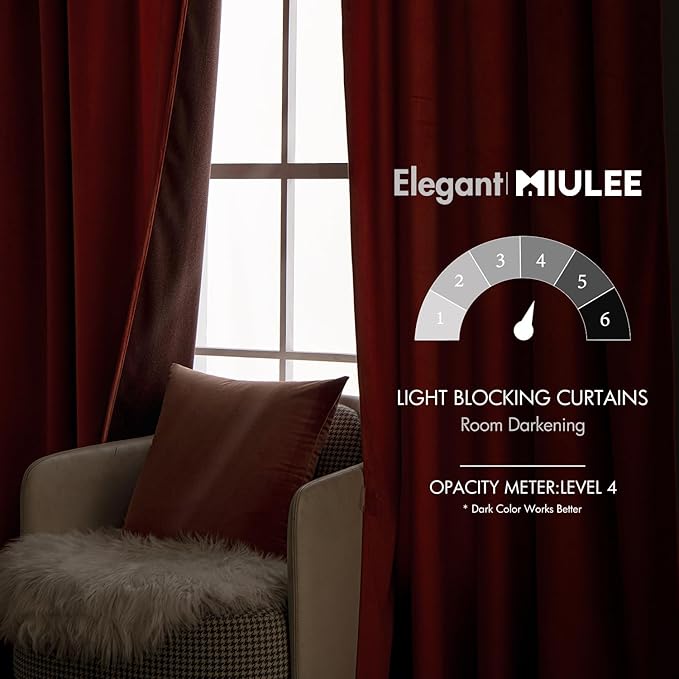 MIULEE Velvet Curtains Extra Wide 72x84 inches Fall Burnt Orange Curtains | - Image 5