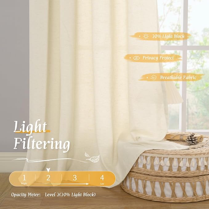 54 Inch Short Window Linen Curtains - Image 4