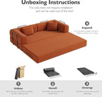 79in Convertible Sofa Bed, Corduroy Boneless Couch Bed, Futon Sleeper Sofa Pull - Image 5