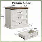 Huuger Nightstand with Charging Station, 3 Drawer Night Stand, 22 Inch Wider - Image 2