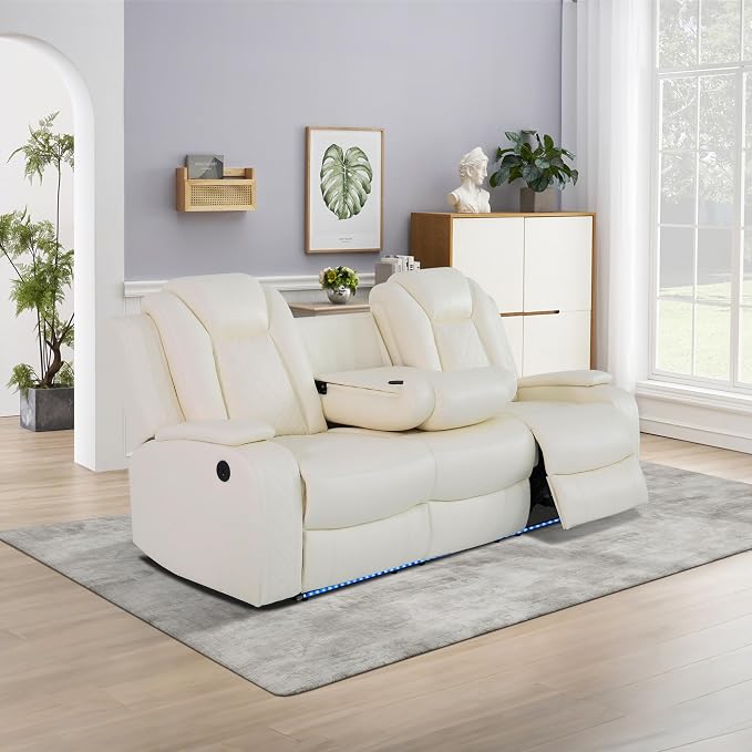 Power Recliner Sofa Set with LED Lights, Includes a Manual Loveseat and a 3 - Image 4