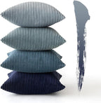 MIULEE Soft Corduroy Decorative Throw Pillow Covers Blue Navy Series 24x24 | - Image 4