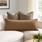 MIULEE Decorative Linen Lumbar Pillow Cover 14x36 Inch Brown | Fall Autumn Boho - Image 3