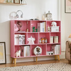 LEYAOYAO 10 Cube Bookshelf, 3 Tier Vintage 55" Wide Bookcase - Image 6