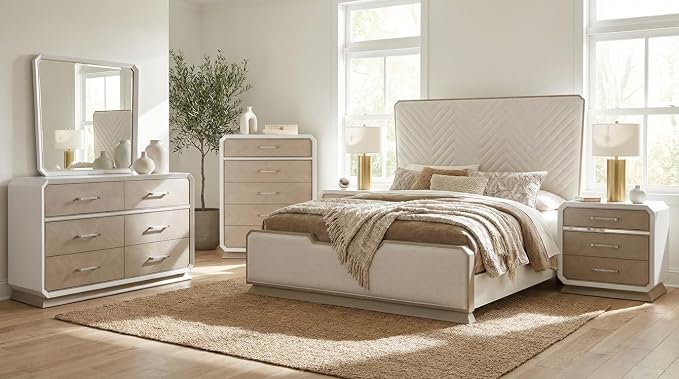 First of a Kind Dior Two Tone Luxury 5 Piece King Bedroom Set by FirstofaKind