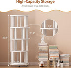 Muwuele Solid Wood Rotating Bookshelf on Wheels, 4 Tier, Round Revolving - Image 2