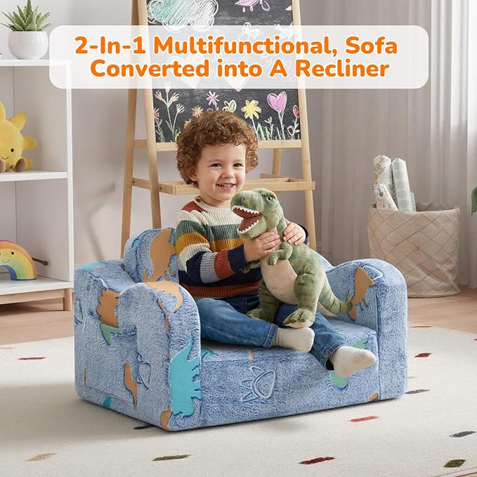 MeMoreCool Glowing Dinosaur Kids Chair, Glow-in-the-Dark Kids Couch - Image 5