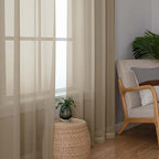 Chyhomenyc Taupe Sheer Curtains 120 Inches Long - Image 2