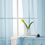 Sky Blue Sheer Curtains for Bedroom 54 Inch Length 2 Panels, Durable & Soft - Image 3