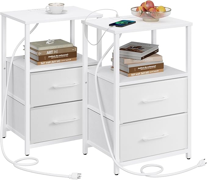TUTOTAK End Table with Charging Station, Side Table with 2 USB Ports and Outlets by ChoosetutotakFurnitureBuildYourCozyHome