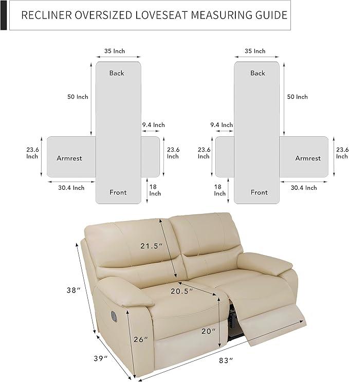 Easy-Going Oversized Loveseat Recliner Cover, Reversible Couch Cover - Image 6